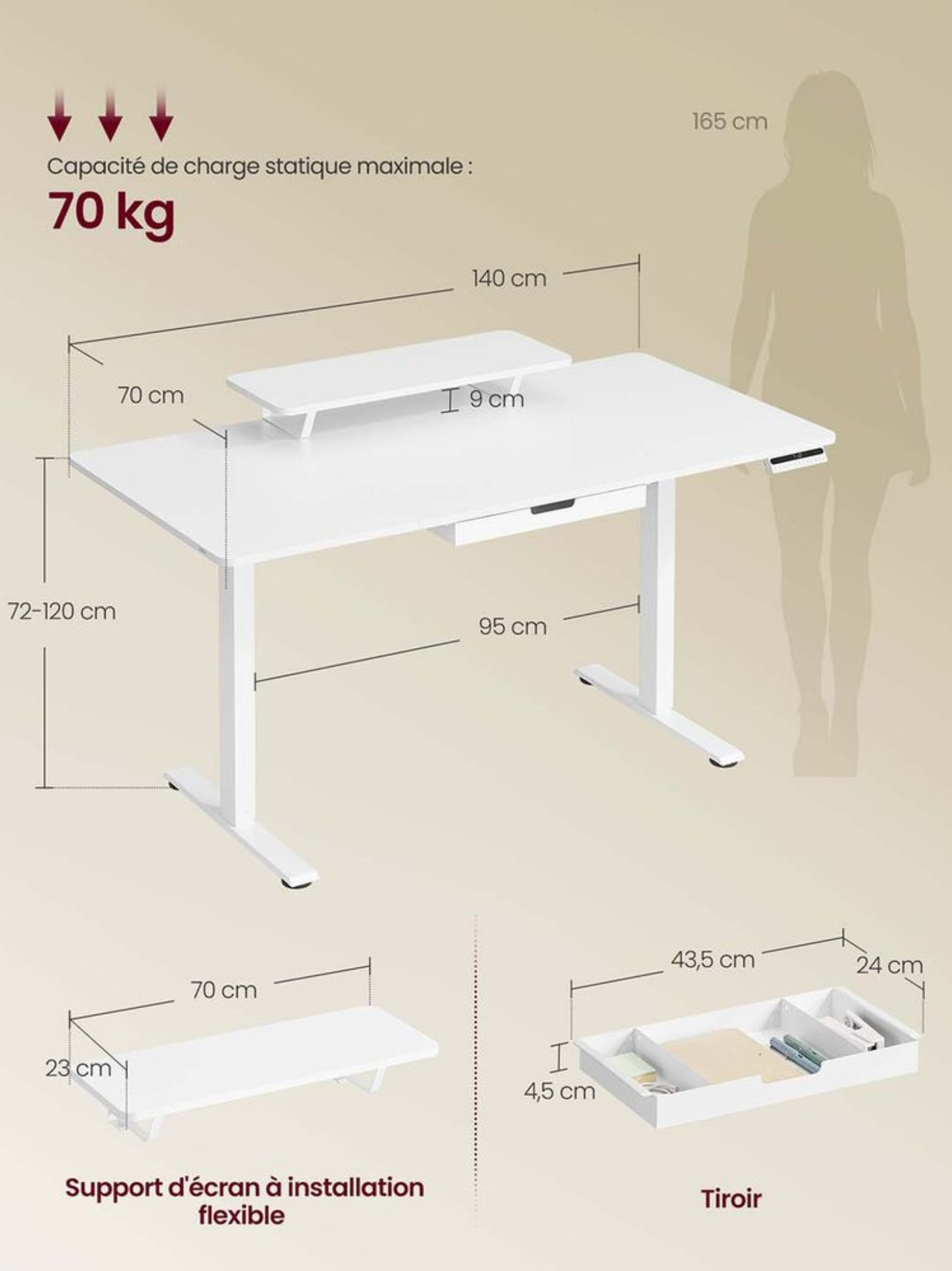 Bureau assis debout électrique - Ergoflow Lift