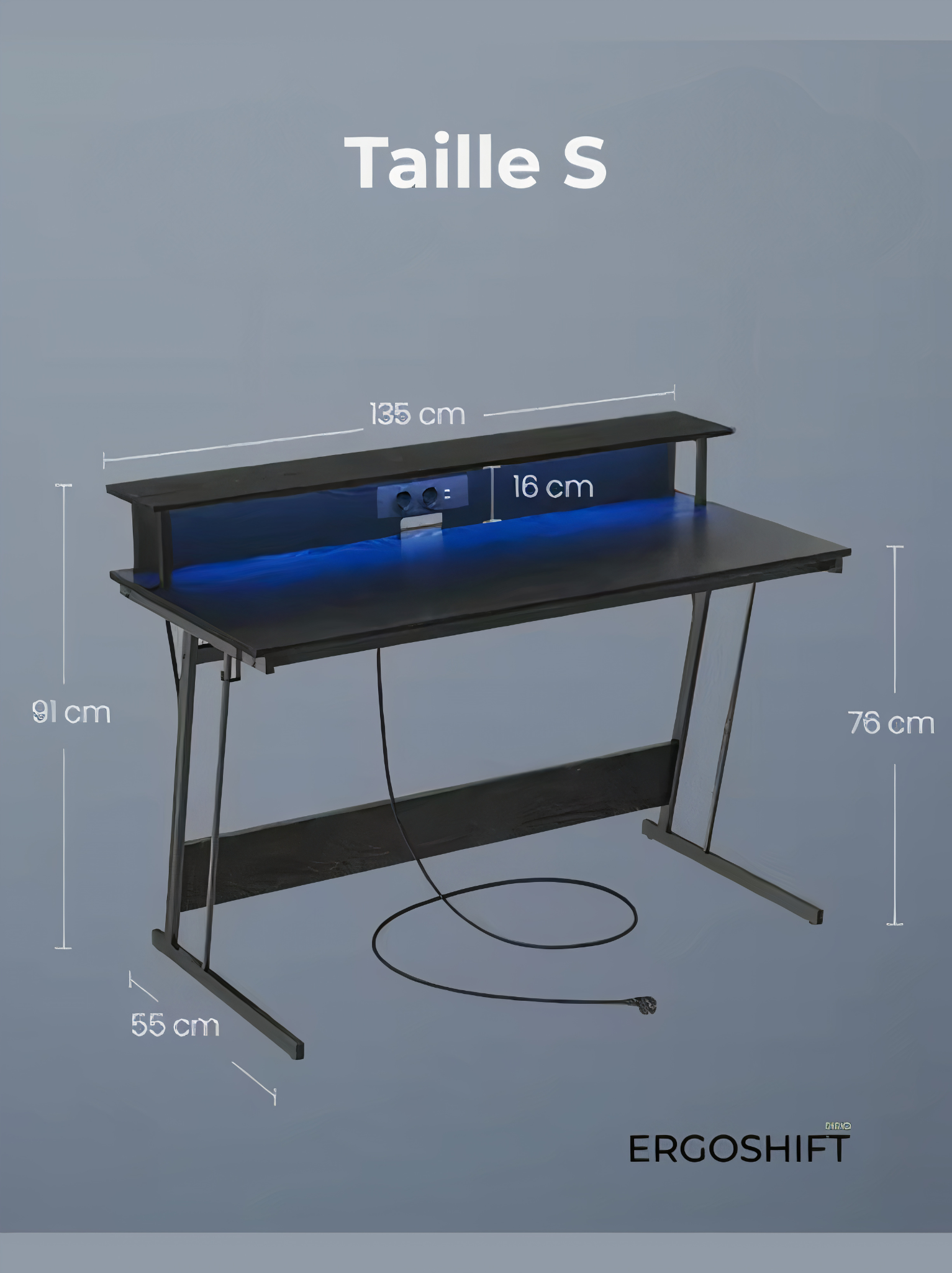 ErgoX One - Bureau Gamer LED & Multiprise intégrées