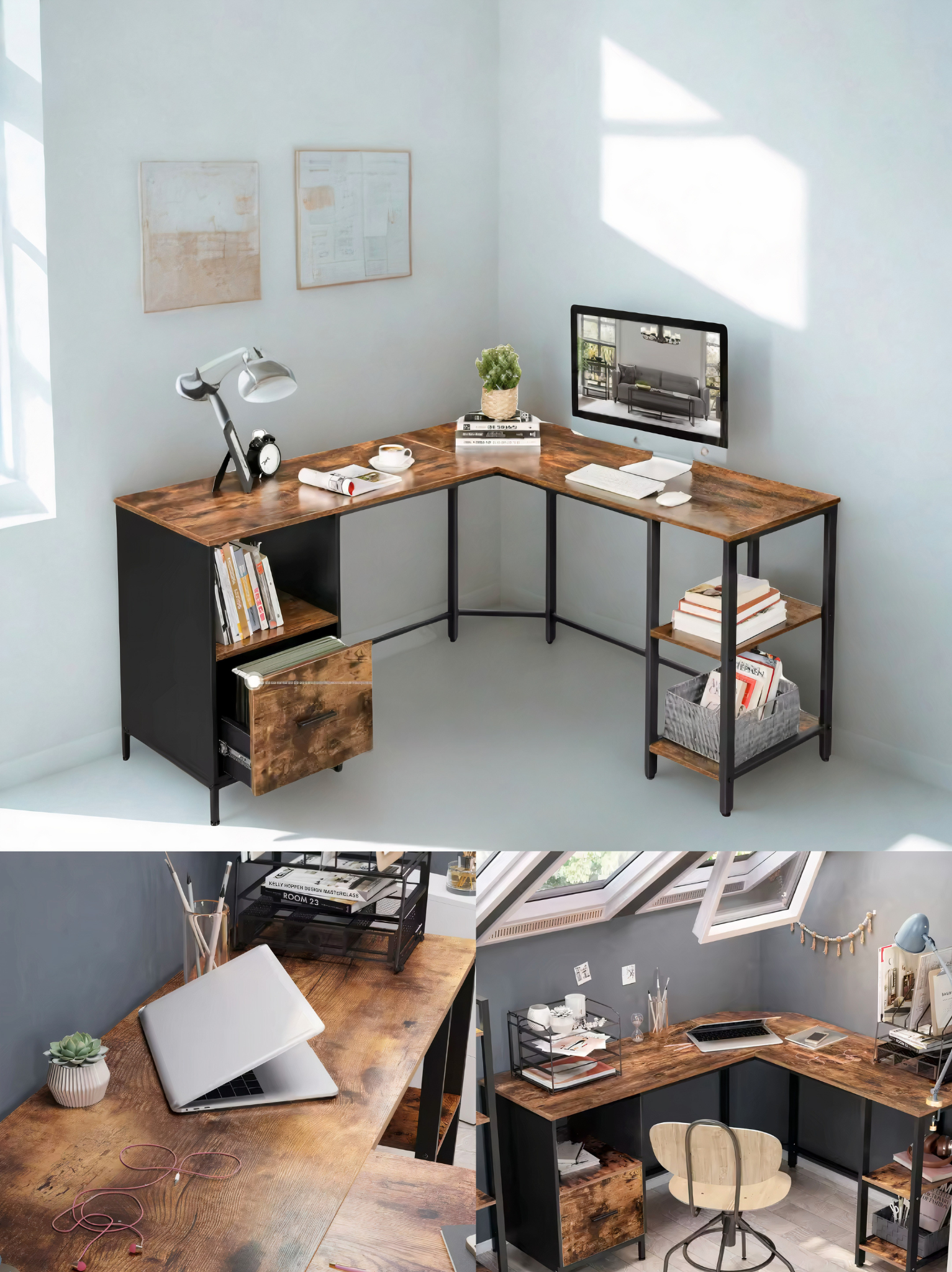 ErgoFlow DualSpace – Bureau d’Angle Ergonomique -  Spacieux & Fonctionnel