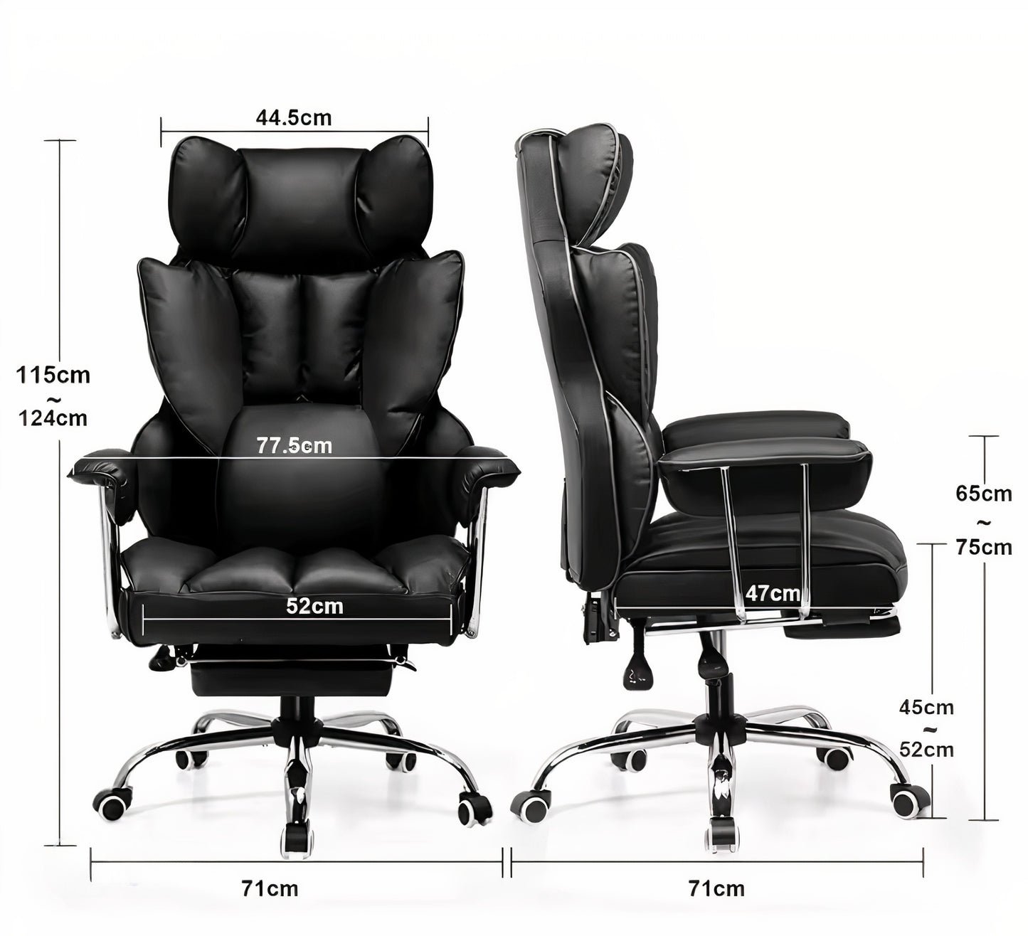 Fauteuil de Bureau Haut de Gamme avec Repose-Pieds - Ergoluxe Plus