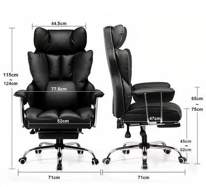 Fauteuil de Bureau Haut de Gamme avec Repose-Pieds - Ergoluxe Plus