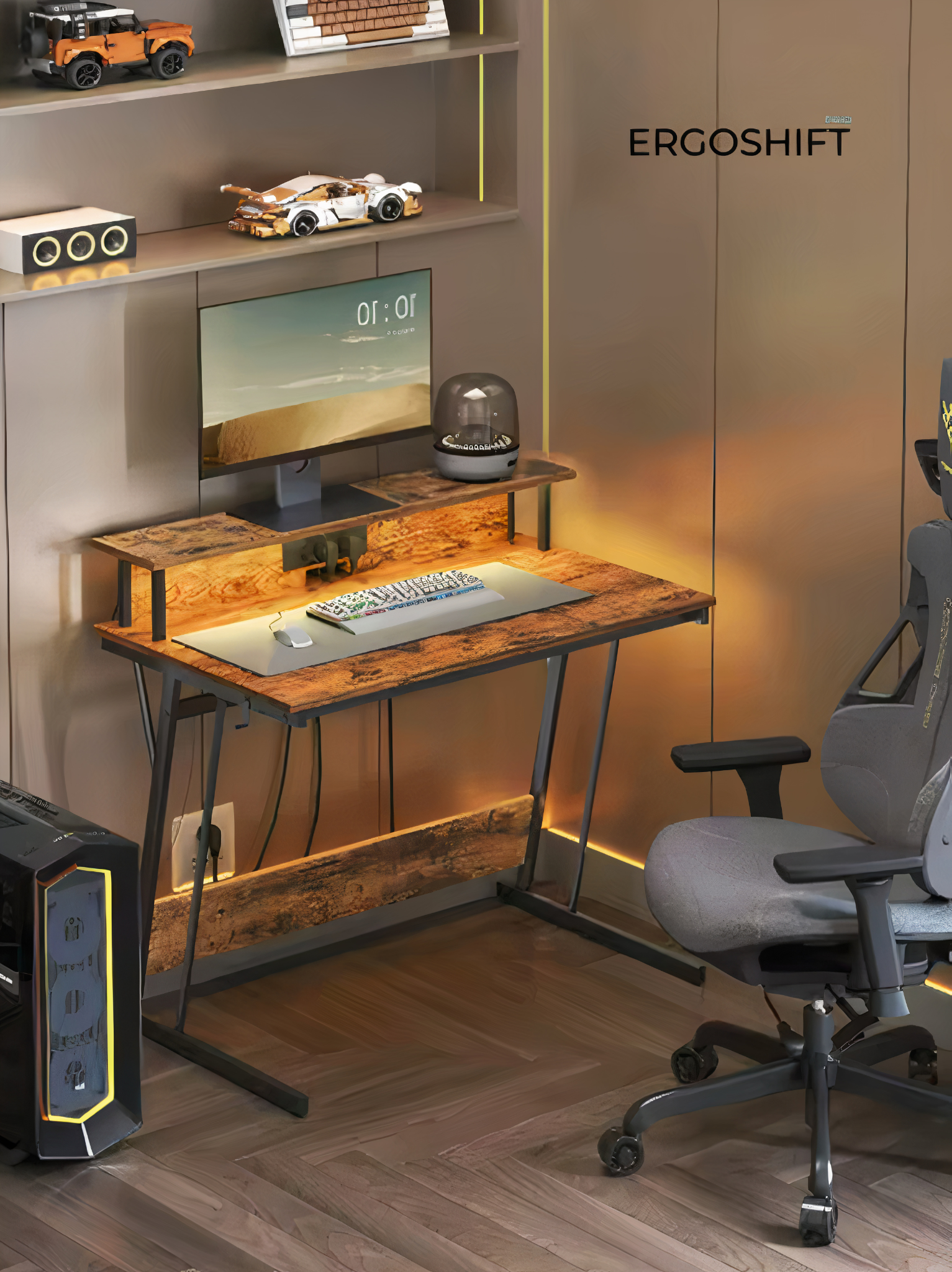 ErgoX One - Bureau Gamer LED & Multiprise intégrées
