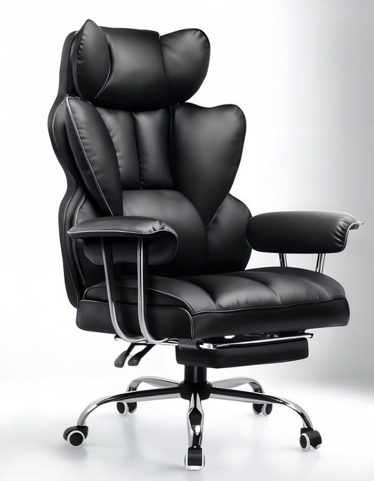 Fauteuil de Bureau Haut de Gamme avec Repose-Pieds - Ergoluxe Plus