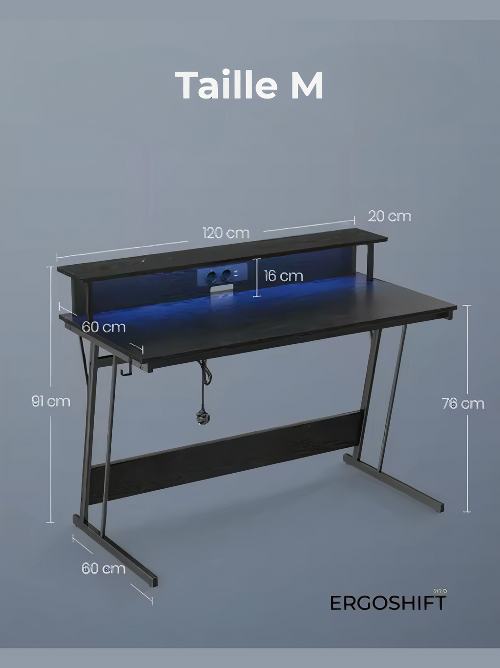 ErgoX One - Bureau Gamer LED & Multiprise intégrées