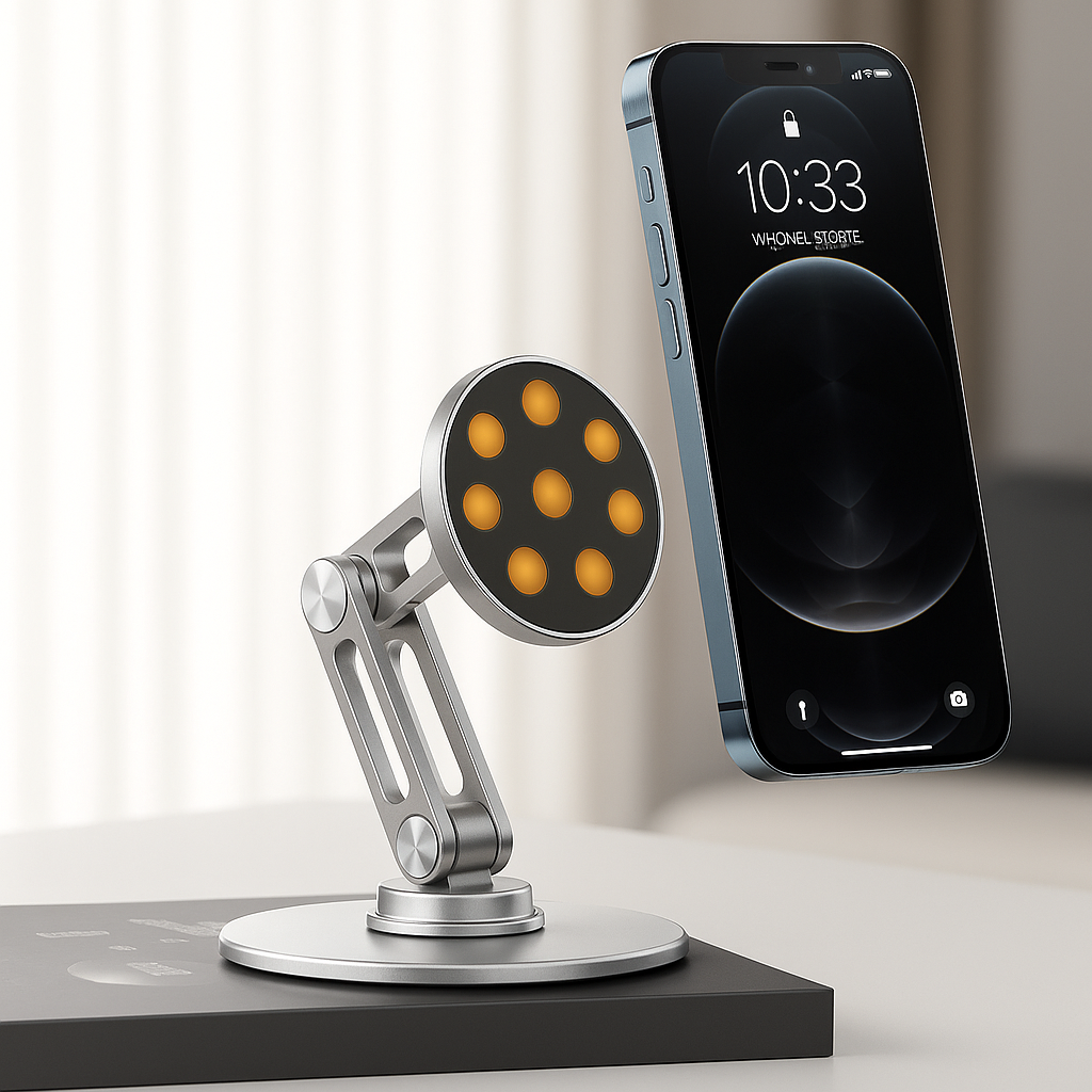 Support Magnétique Rotatif 360° – Design Métal Compact et Polyvalent