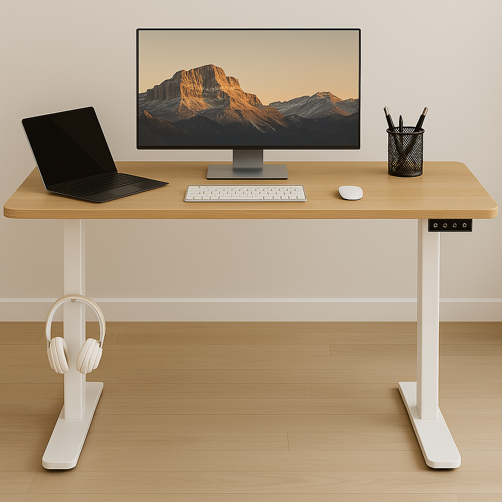 Bureau assis debout électrique - 140 cm x 60 cm – Productivité ErgoFlow Rise