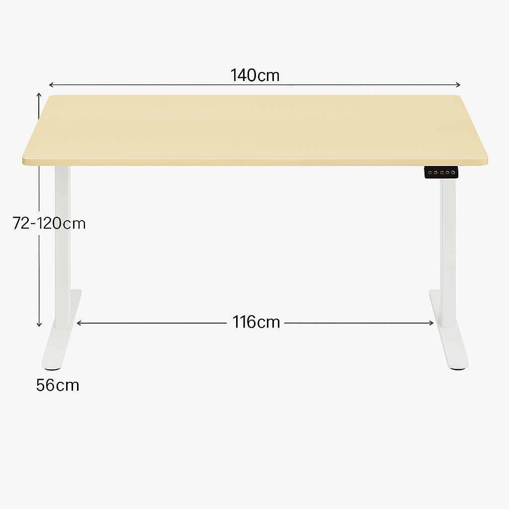 Bureau assis debout électrique - 140 cm x 60 cm – Productivité ErgoFlow Rise