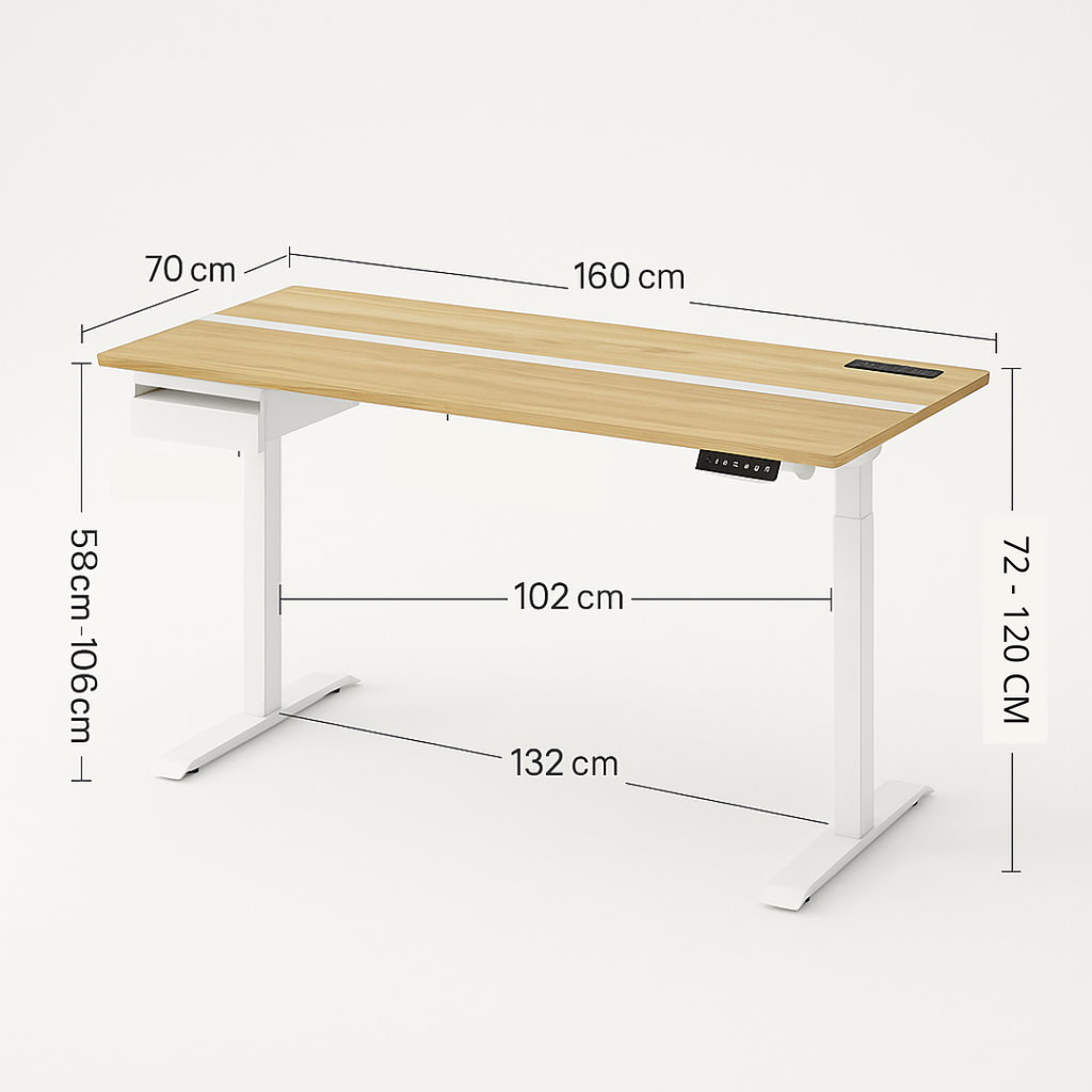 Bureau assis debout électrique - 160 cm x 70 cm – Performance ErgoFlow Pro