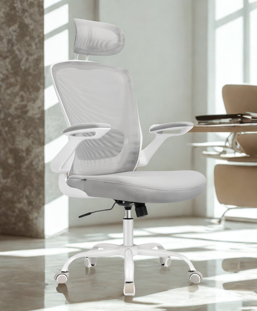 Chaise de bureau ergonomique avec appui-tête – Ergolite Pro – Dossier maille respirante