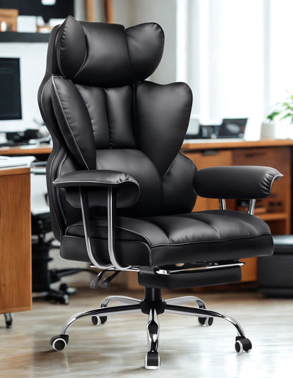Fauteuil de Bureau Haut de Gamme avec Repose-Pieds - Ergoluxe Plus