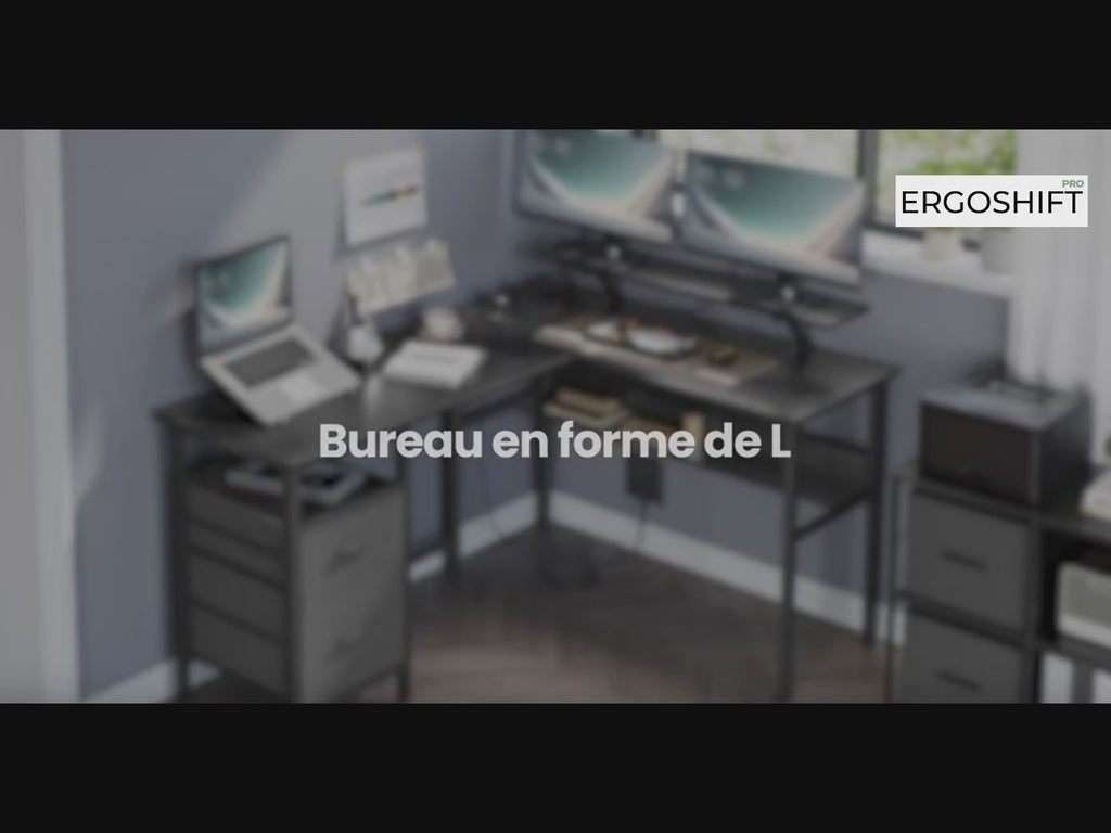 ErgoX Pulse – Bureau gaming d’Angle à LED - Ports USB & multiprise intégrés